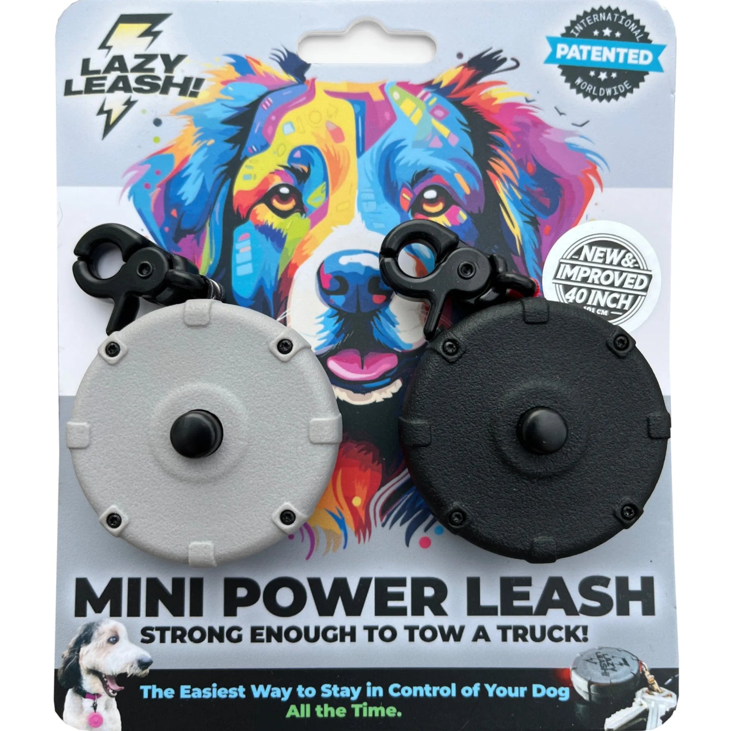 Safe & Easy Lightweight Heavy-Duty Wearable Mini Clip-On Adjustable Power Leash! Off-Leash Dog Walking Hiking Training & Travel