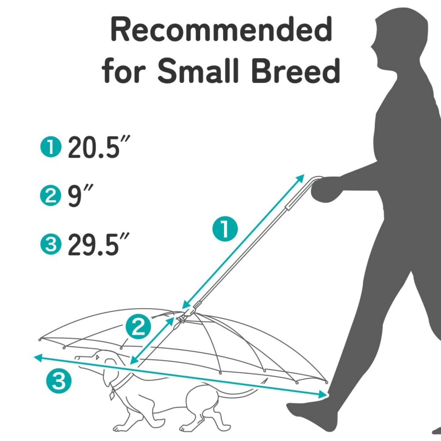 Dog Umbrella with Metal Chain, Suitable for Small Teddy Dogs and Bichon Frize, Foldable Pet Dog Umbrella, with Traction Rope Chain, Adjustable Handle and Assembled Raincoat, Suitable for Dog Walking and Rainproof in the Snow,