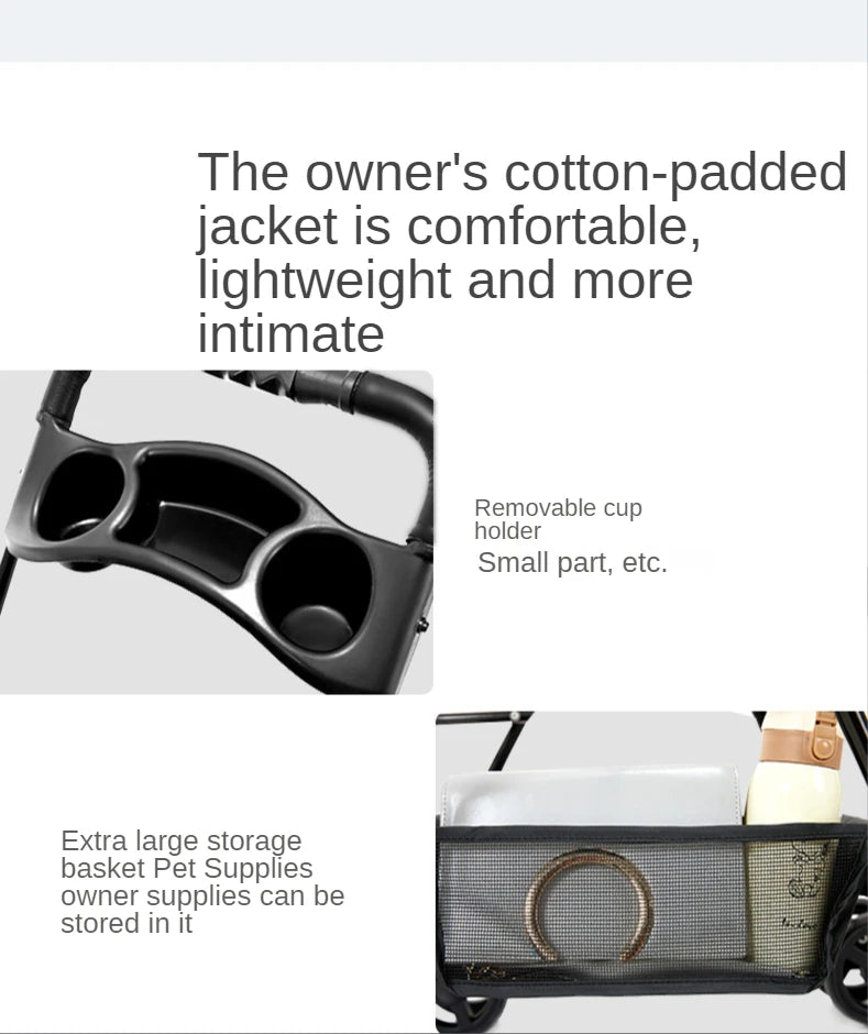 Pet Stroller for Dogs Cats Luxury Dog Carrier Strollers Breathable Travel Stroller Pushchair Separation Four-Wheeled Strollers