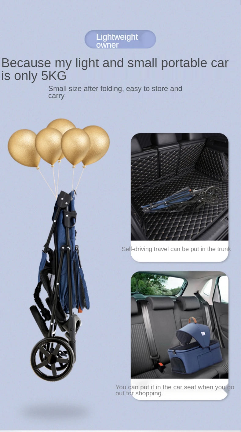 Pet Stroller for Dogs Cats Luxury Dog Carrier Strollers Breathable Travel Stroller Pushchair Separation Four-Wheeled Strollers