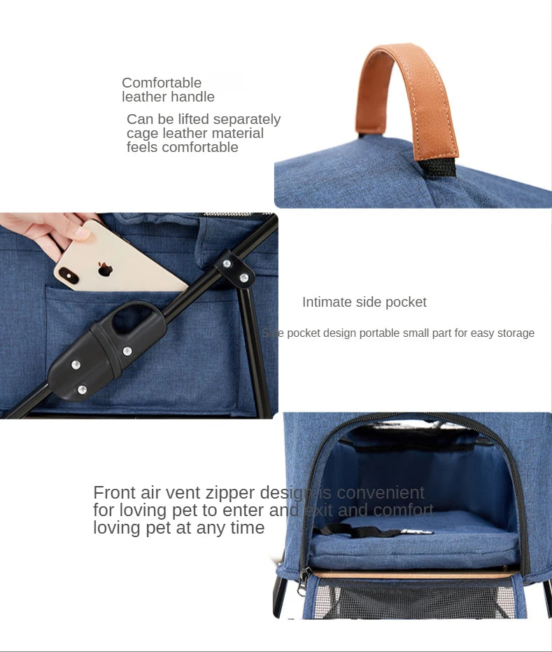 Pet Stroller for Dogs Cats Luxury Dog Carrier Strollers Breathable Travel Stroller Pushchair Separation Four-Wheeled Strollers
