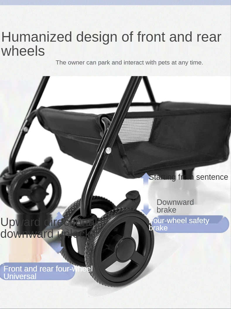 Pet Stroller for Dogs Cats Luxury Dog Carrier Strollers Breathable Travel Stroller Pushchair Separation Four-Wheeled Strollers