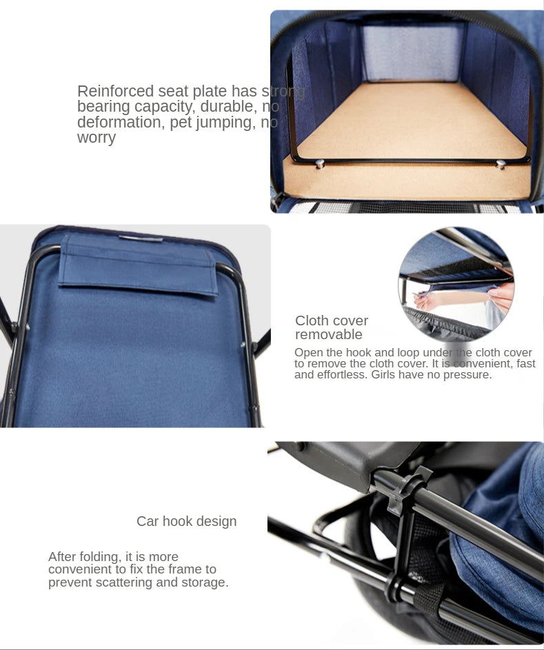 Pet Stroller for Dogs Cats Luxury Dog Carrier Strollers Breathable Travel Stroller Pushchair Separation Four-Wheeled Strollers