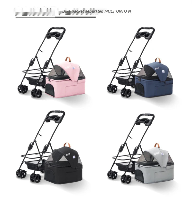 Pet Stroller for Dogs Cats Luxury Dog Carrier Strollers Breathable Travel Stroller Pushchair Separation Four-Wheeled Strollers