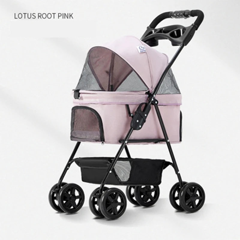 Pet Stroller for Dogs Cats Luxury Dog Carrier Strollers Breathable Travel Stroller Pushchair Separation Four-Wheeled Strollers