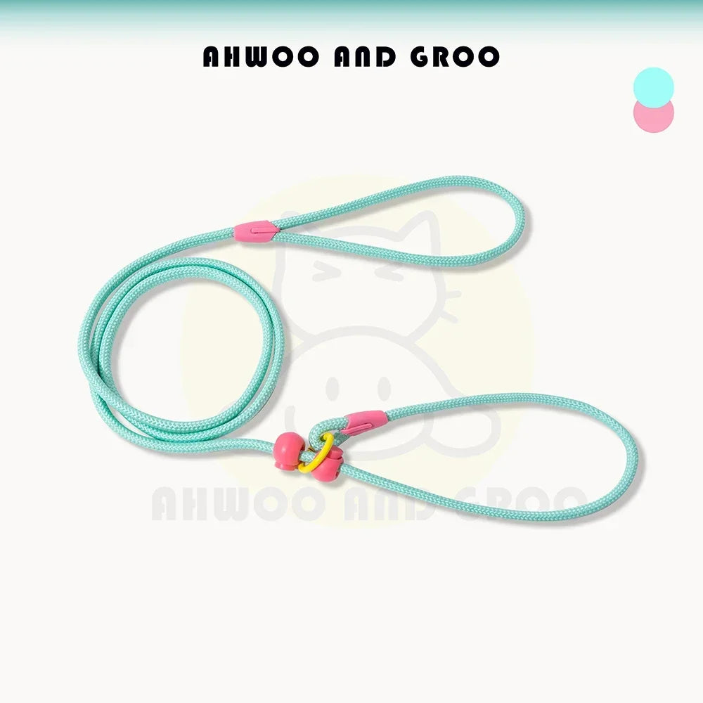 150cm Pet Dog Training Round Rope Light Weight Nylon P Chain Collar Adjustable for Small Medium Dogs Walking Leash Pet Supplies