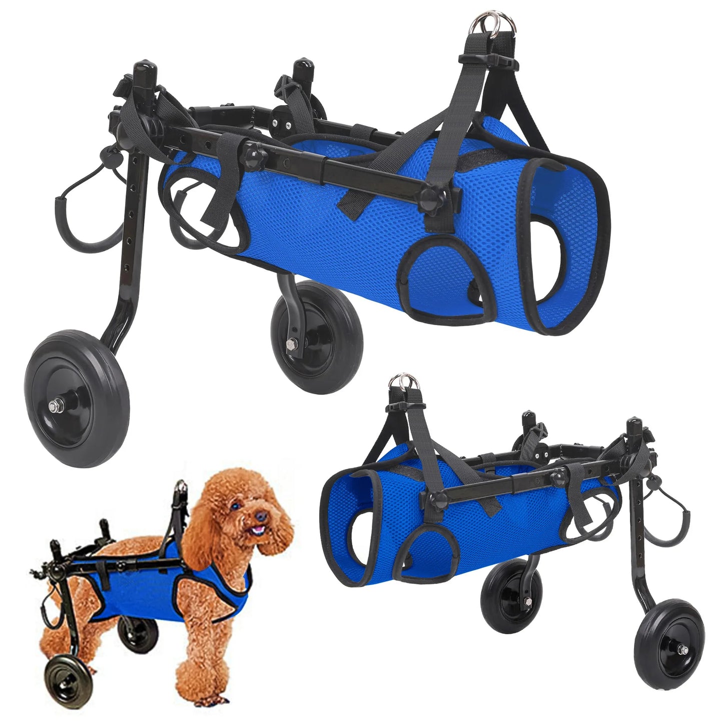 Adjustable Dog Wheelchair For Pet Mobility Cart With Rehabilitation Wheels Leg Support & Harnessfor Small/medium Disabled Pets