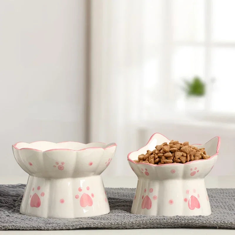 Bowl Set Pet Dogs Small Cat Feeders Feeding Drinking Snack Food Water Cats Eating Ceramic Elevated Puppy Accessories Bowls