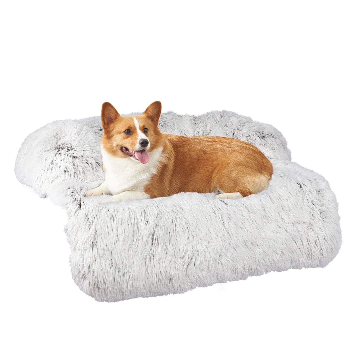 Cushion Pet Product Long Plush Dog Bed Warm Plush Cat House Big Size Square Soft Dog Beds For Large Dogs Puppy Bed House Nest 