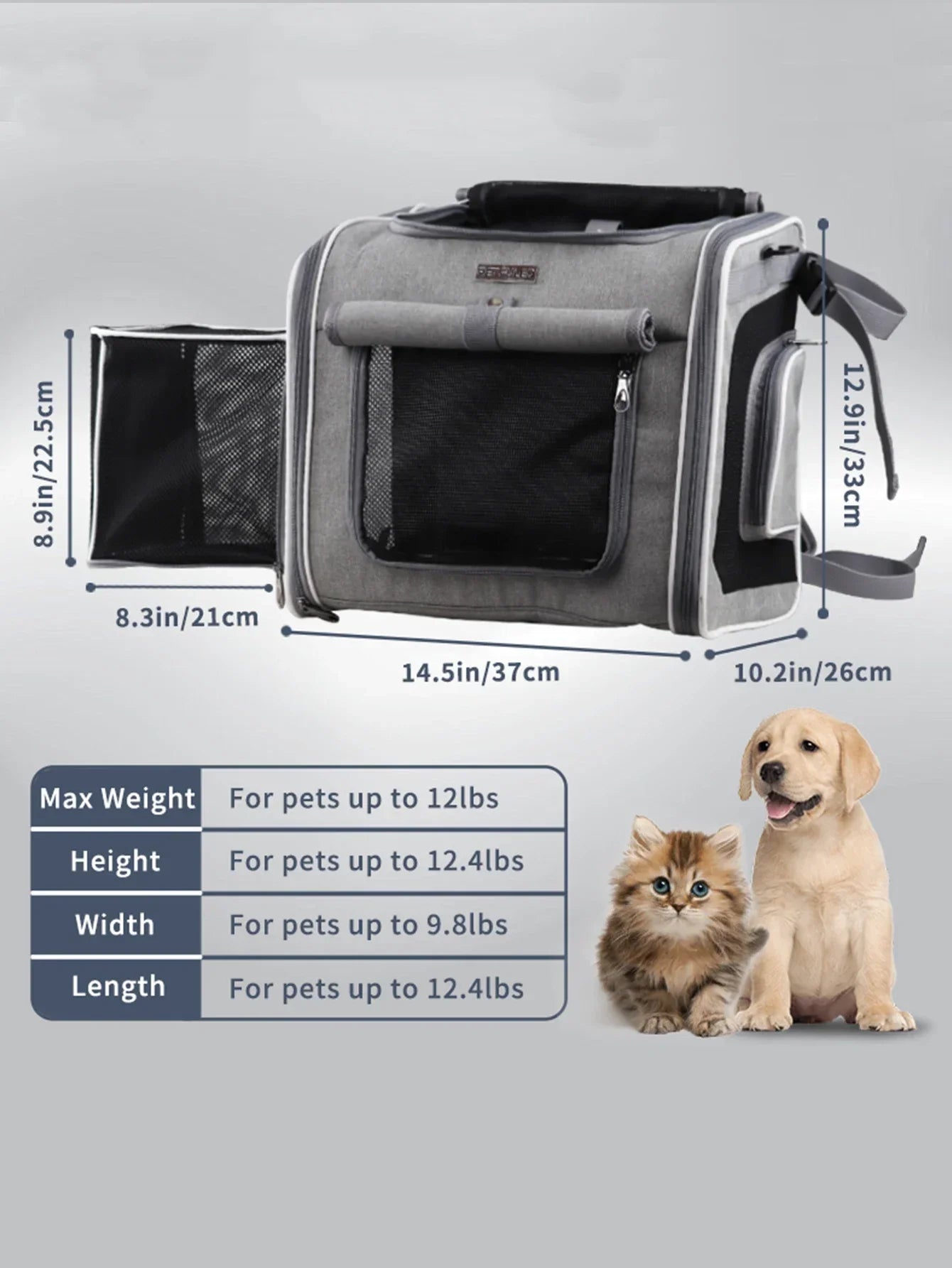 Dog Bike Basket, Expandable Soft Sided Pet Carrier Backpack with 4 Open Doors, Foldable Dog Bike Carrier