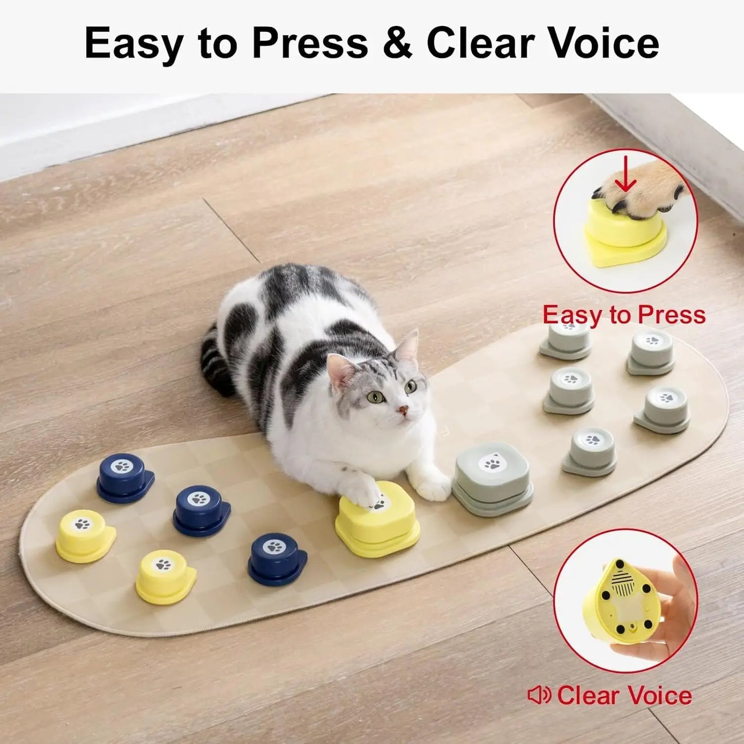 Mewoofun Dog Talking Button Set with Mat Communication Basic Get Started Kit Rechargeable Voice Recording Button 12 Packs