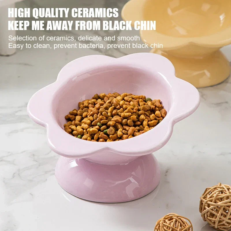 Cat Water Ceramic Bowl Raised Pet Drinking Eating Food Bowls Puppy Dogs Elevated Tilted Feeder Products