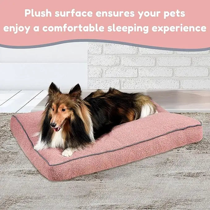 FluffyDream Dog Bed for Medium Dog, Super Soft Pet Bed Mat, Suitable for Dogs Up to 65lbs, 36'' x 27'', Blush,Free Shipping