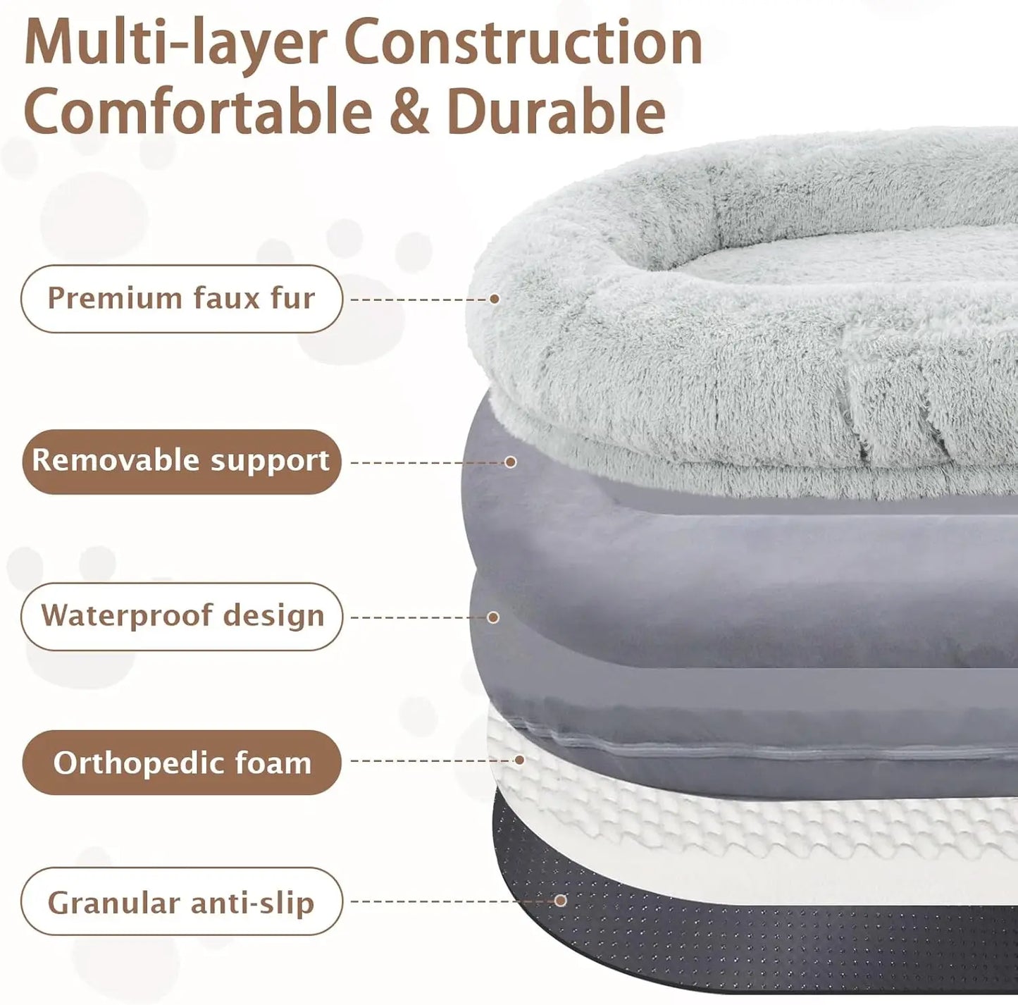 Human Dog Bed,71''x45''x12''Size Fits Adult and Pet Washable Giant People Dog Bed 10 CM Thick Memory Foam Large Oversize Dog Bed