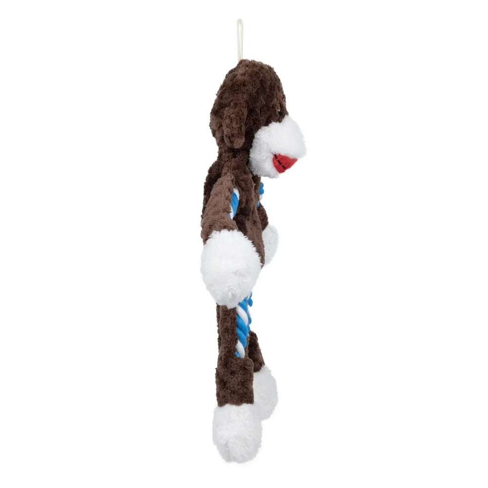 Tough Buddy Monkey Dog Toy Rope Chew Squeaky Fetch Tugging Durable Chew Level 3 Engaging Playtime Dogs