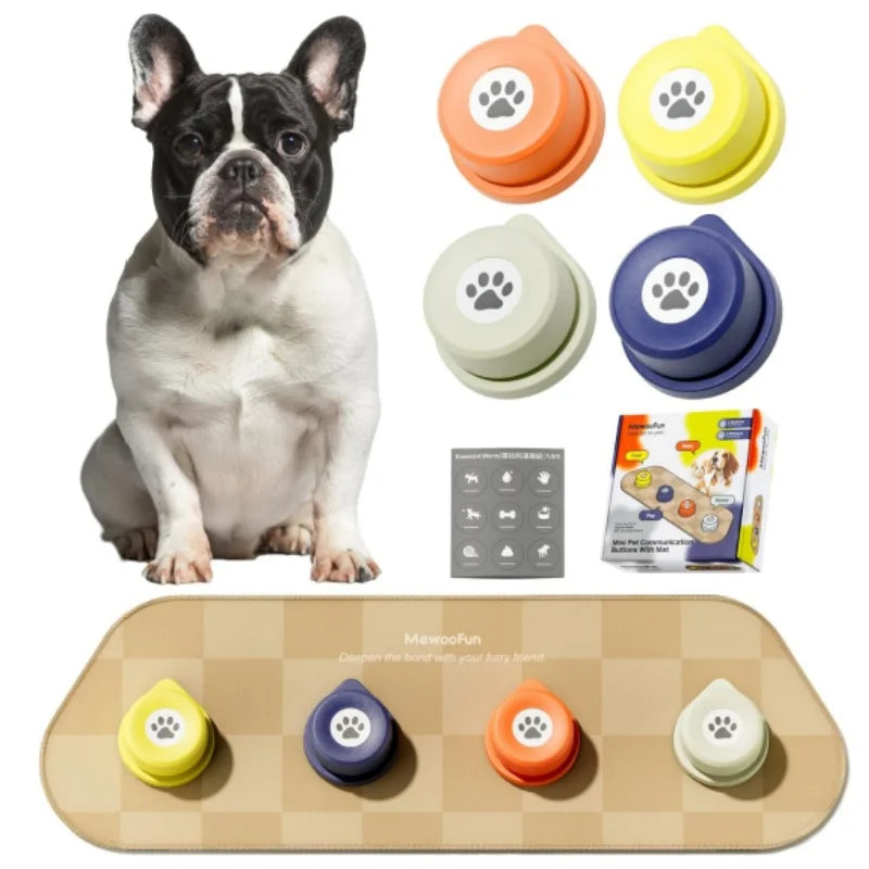 Mewoofun Dog Talking Button Set with Mat Communication Basic Get Started Kit Rechargeable Voice Recording Button 12 Packs