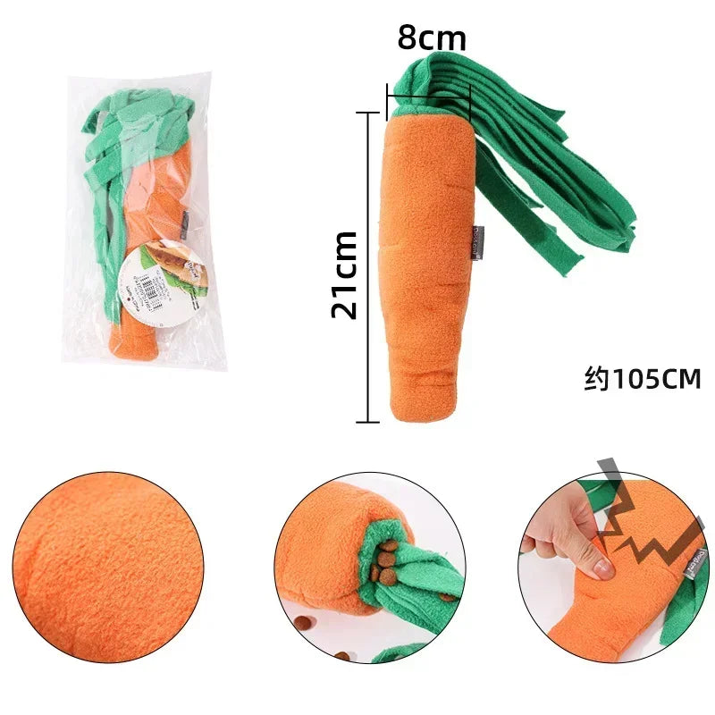 Dog Sniffing Toys for Small Dog Carrot Shape Squeaky Interactive Snuffle Training Food Slow Feeder Pet Nosework Toy Pet Supplies