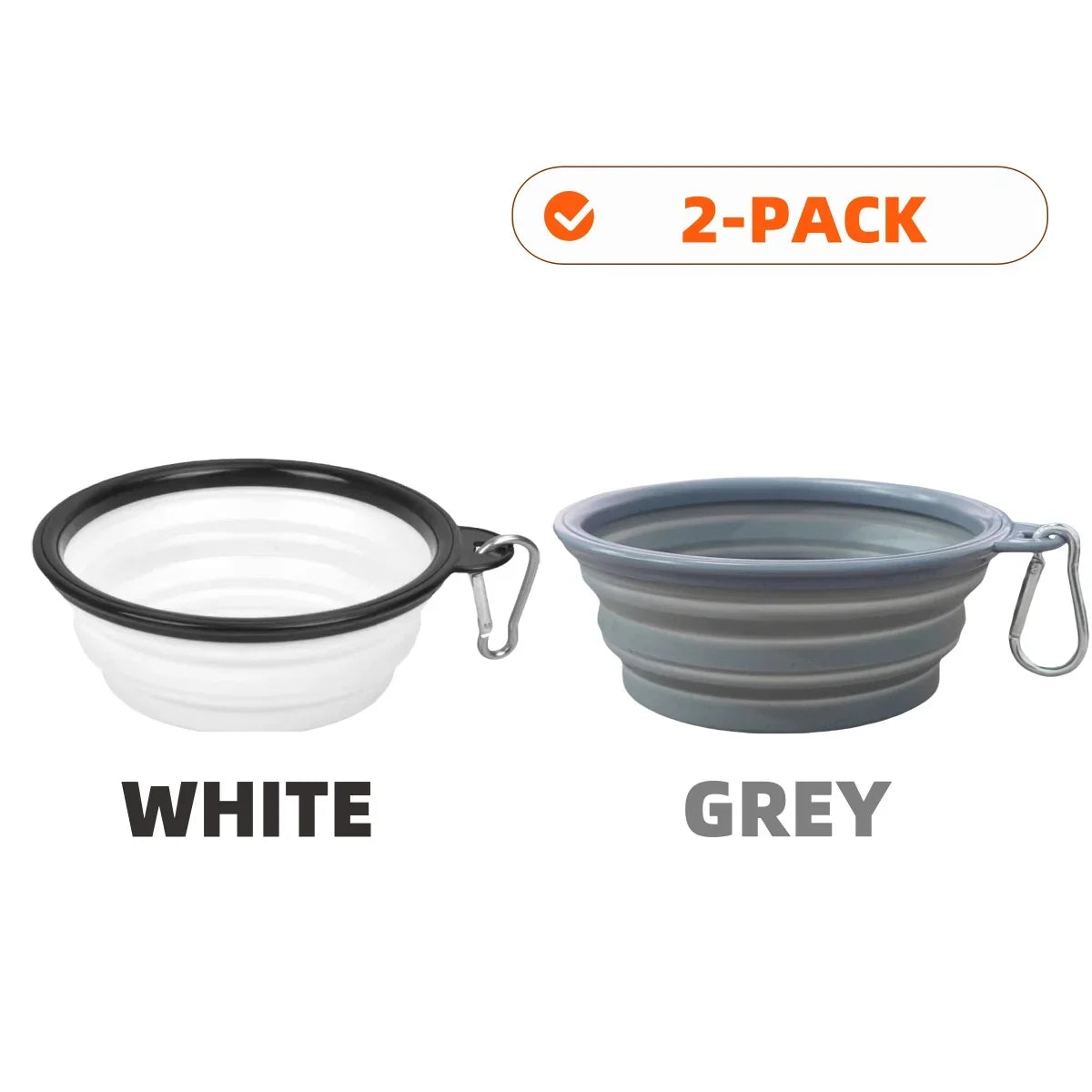 2pcs Collapsible Pet Silicone Dog Food Water Bowl Outdoor Camping Travel Portable Folding Supplies Dishes with Carabiner