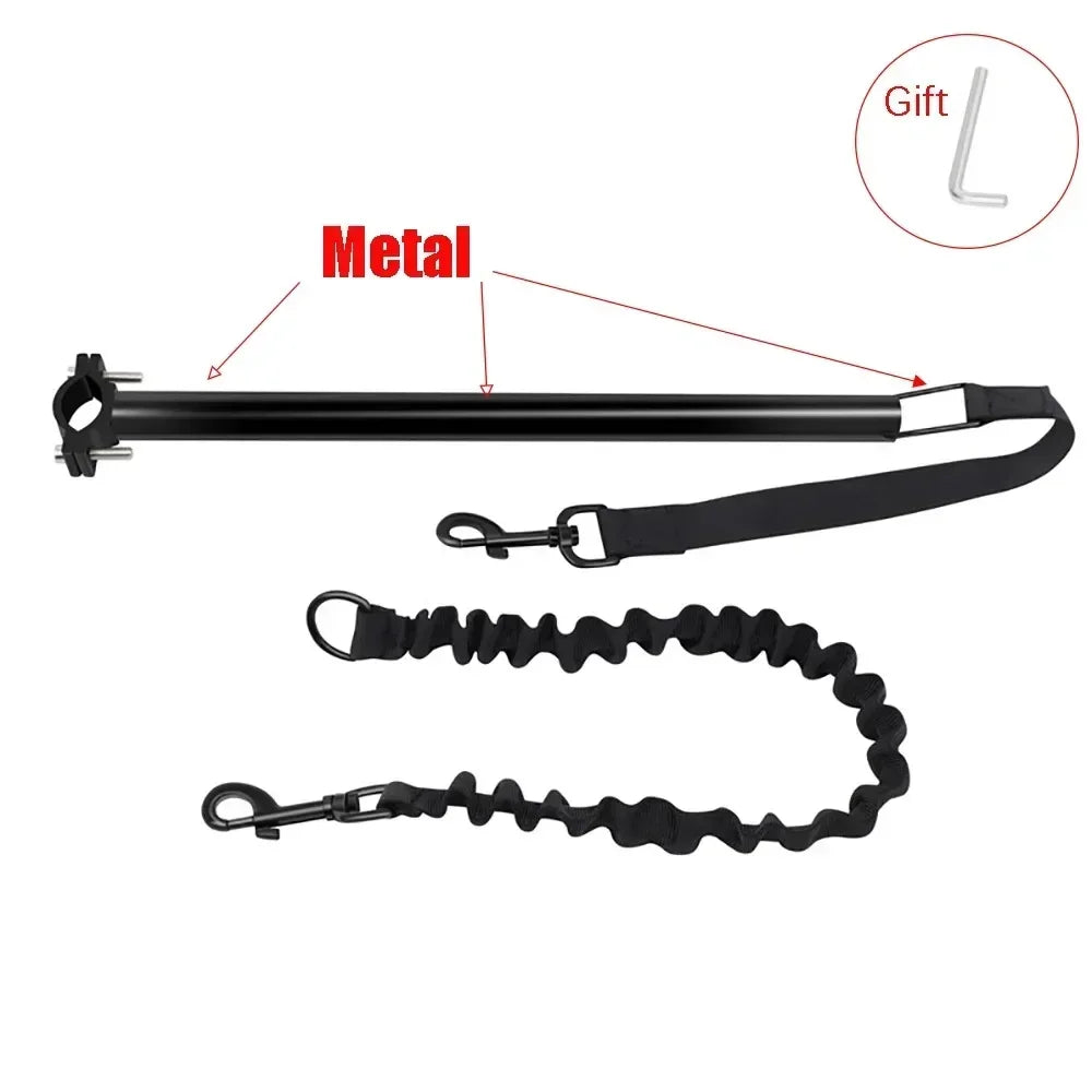 Bicycle Dog Leash Metal Rod Traction Metal Thickened Dog Chain Removable Elastic Traction Rope Pet Supplies Pet Traction Rope