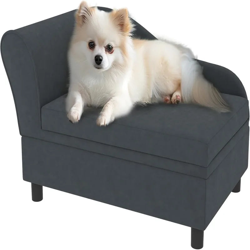 Dog Couch with Hidden Storage, Small Dog Sofa Bed with 2" Soft Foam, Modern Pet Furniture for Puppies & Little Breeds