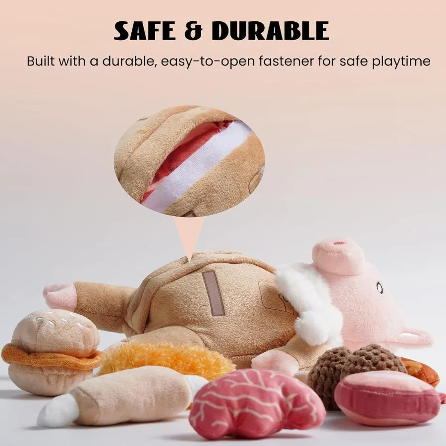 Stuffed Pig Dog Toys: Funny Squeaky Crinkle Dog Chew Toys for Small Medium Breed Plush Puzzle Cognitive Training Pet Enrichment