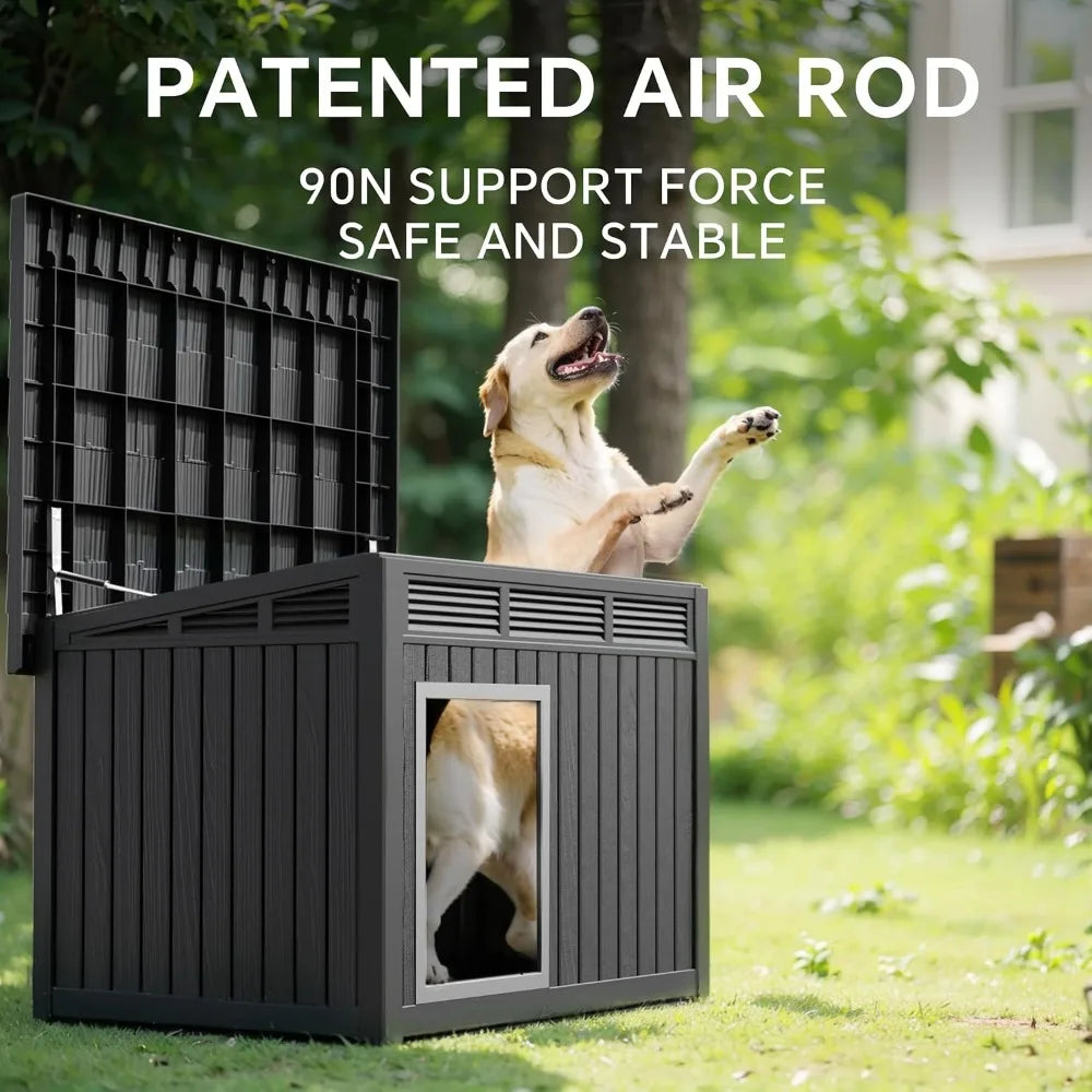 Dog House for Both Indoor and Outdoor with Weatherproof Roof Removable Floors for Medium to Large Dogs Interior Space (Black, L