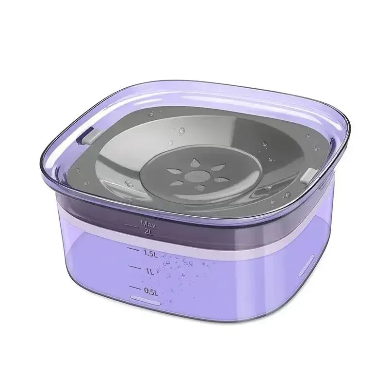 2L Anti Bowl Splash Dripless Dispenser Drinking Bowl Water Water No Mess Slow Proof Dog Cat Refill, Reduce Pet Spill