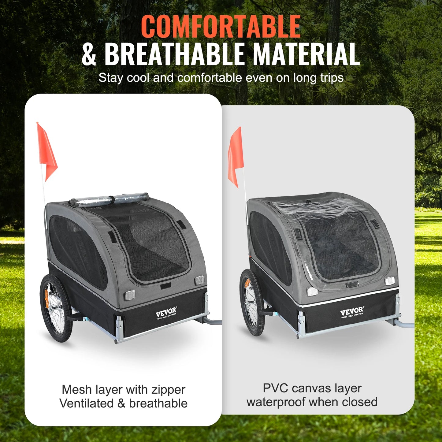 SucceBuy 88 lbs Dog Bike Trailer Pet Cart Bicycle Carrier with Wheels Coupler Reflectors Flag Collapsible to Store for Dogs