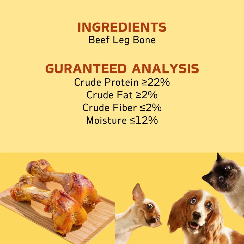 240g/8.46oz(2 Count x120g/4.23oz)6 Inch Beef Dog Bone for Aggressive Chewers, Large and Medium Breed Dog Treat, Natural