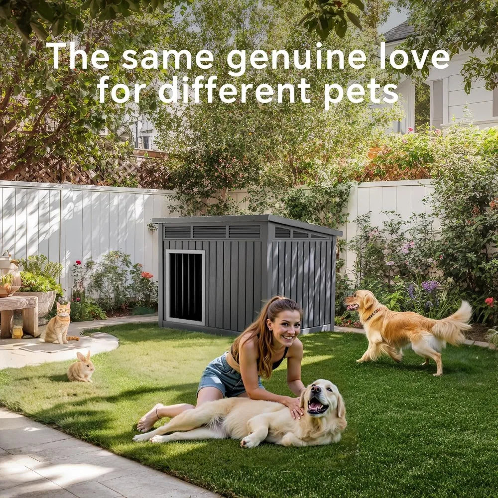 Dog House for Both Indoor and Outdoor with Weatherproof Roof Removable Floors for Medium to Large Dogs Interior Space (Black, L