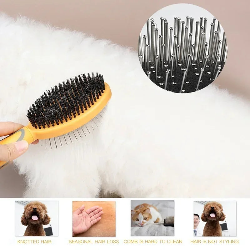 Pet Brush 2 In 1 Massage Comb Dog for Shedding and Grooming Fit for All Long or Short Hair Pets Dog Supplies