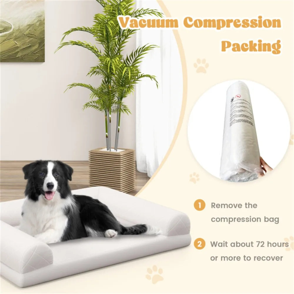 36" Orthopedic Dog Bed,Egg-Foam Dog Crate Bed with 3-Side Bolster and Removable Washable Bed Cover,Beige