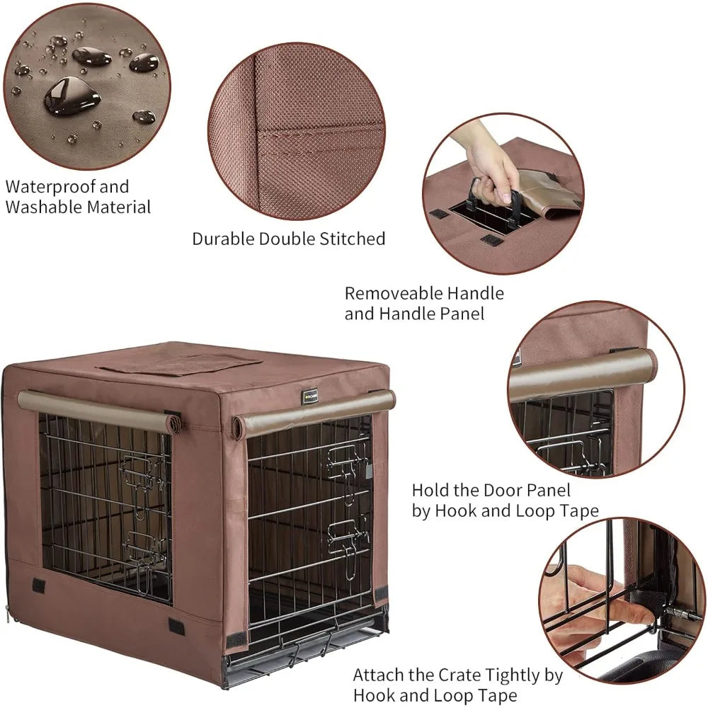 Dog Crates Kit for Small Size Dogs Indoor with Dog Crate Cover, Double Door Dog Kennels & Houses for Puppy and Cats