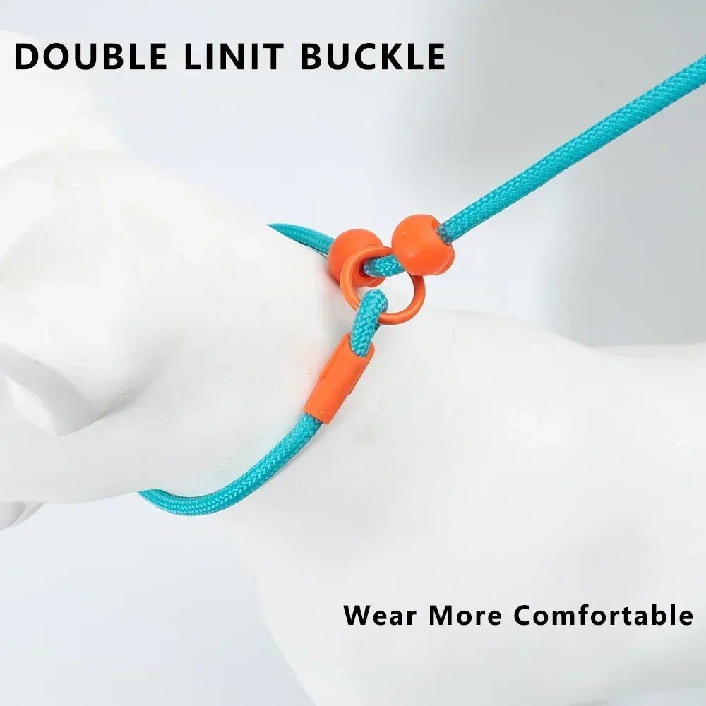 150cm Pet Dog Training Round Rope Light Weight Nylon P Chain Collar Adjustable for Small Medium Dogs Walking Leash Pet Supplies