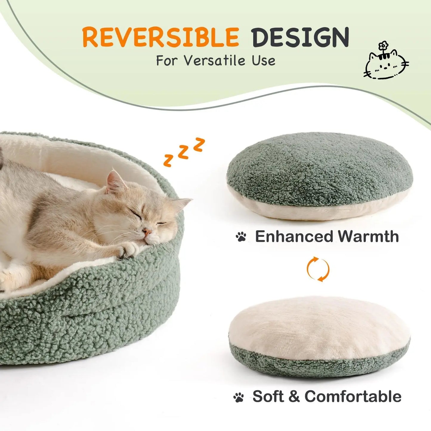 Mewoofun Cat Beds for Indoor Cats - Round Dog Beds for Small Dogs Washable Pet Bed with Non-Slip Bottom for Kitten and Puppy