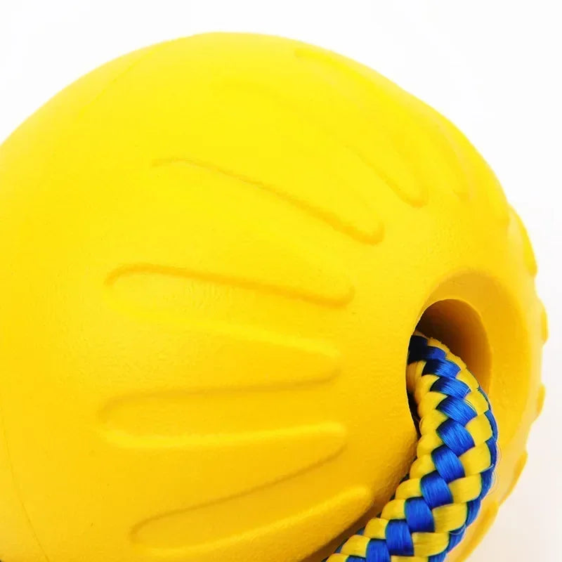 Indestructible Pet Bite Resistant Ball Ring Reinforced Training Toy with Rope Knot Super Durable Chewproof Interactive Play Item