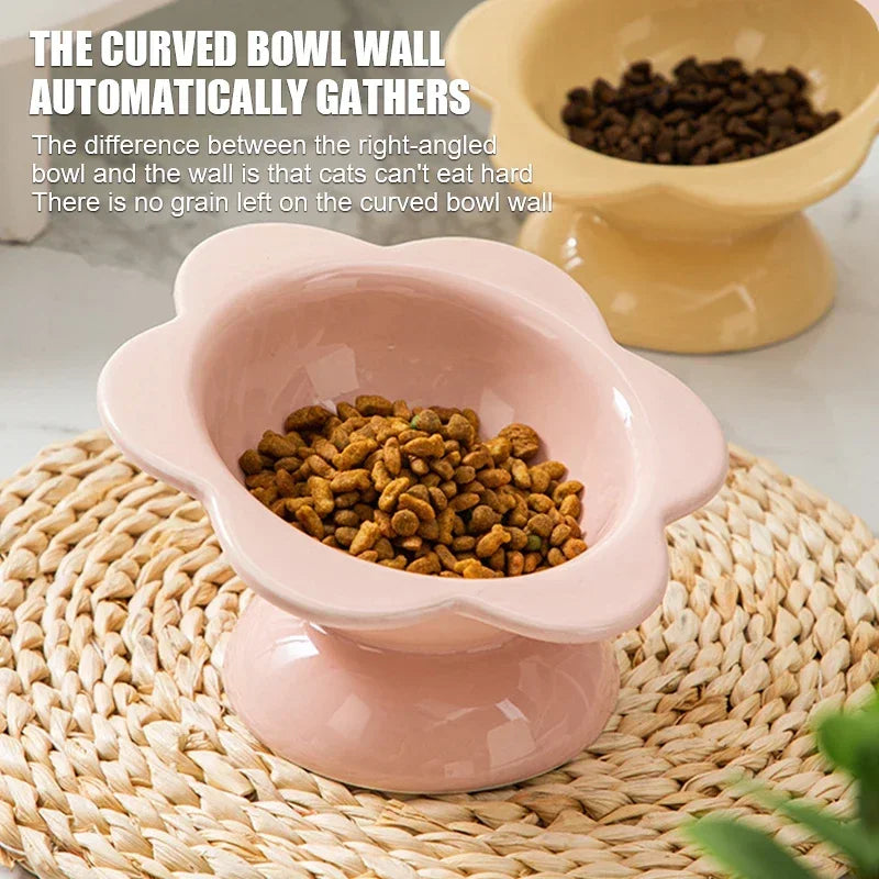 Cat Water Ceramic Bowl Raised Pet Drinking Eating Food Bowls Puppy Dogs Elevated Tilted Feeder Products