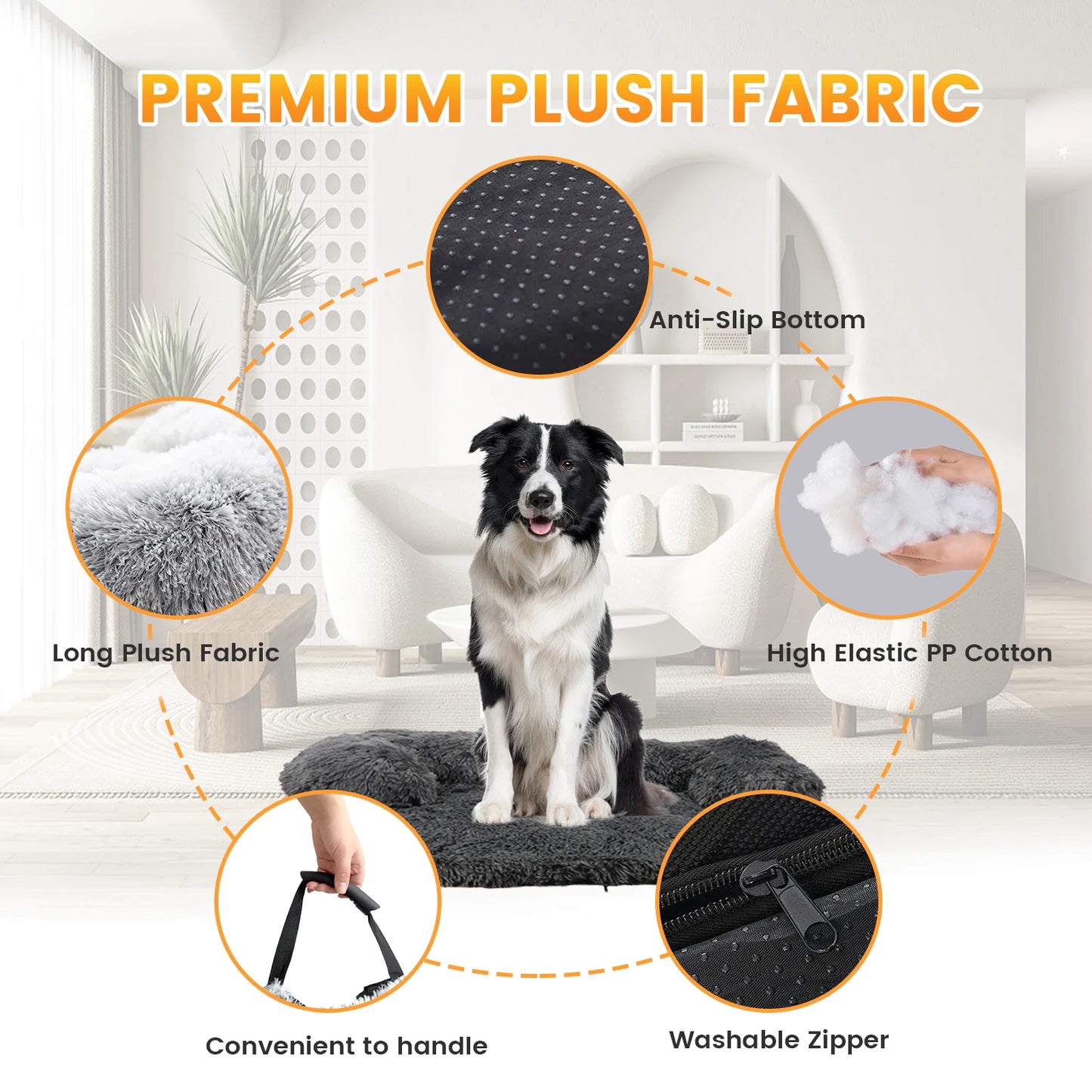 Cushion Pet Product Long Plush Dog Bed Warm Plush Cat House Big Size Square Soft Dog Beds For Large Dogs Puppy Bed House Nest 