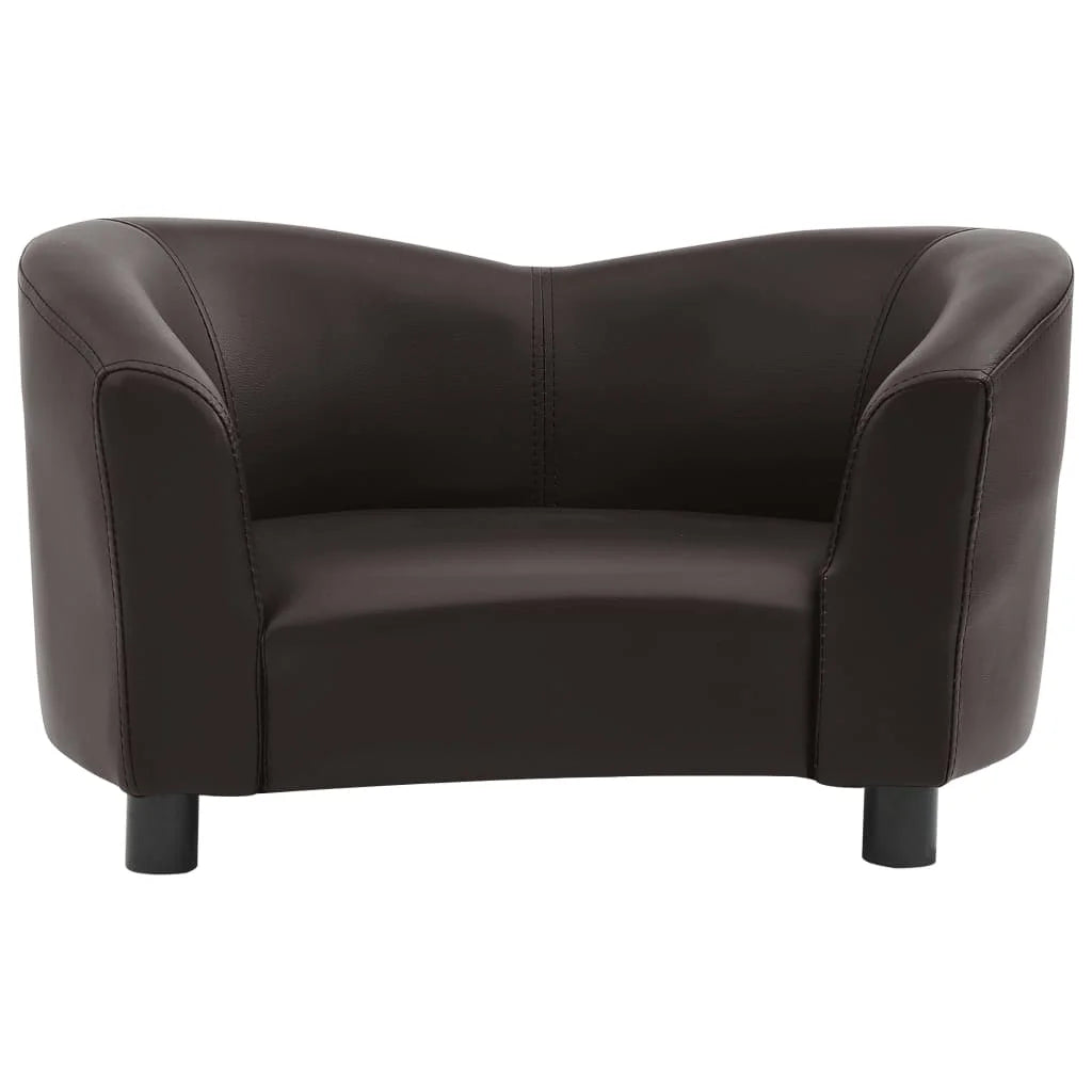 Dog Sofa Foam Filling Pet Relaxing Sofa for Home Use Brown 26.4x16.1x15.4in Faux Leather