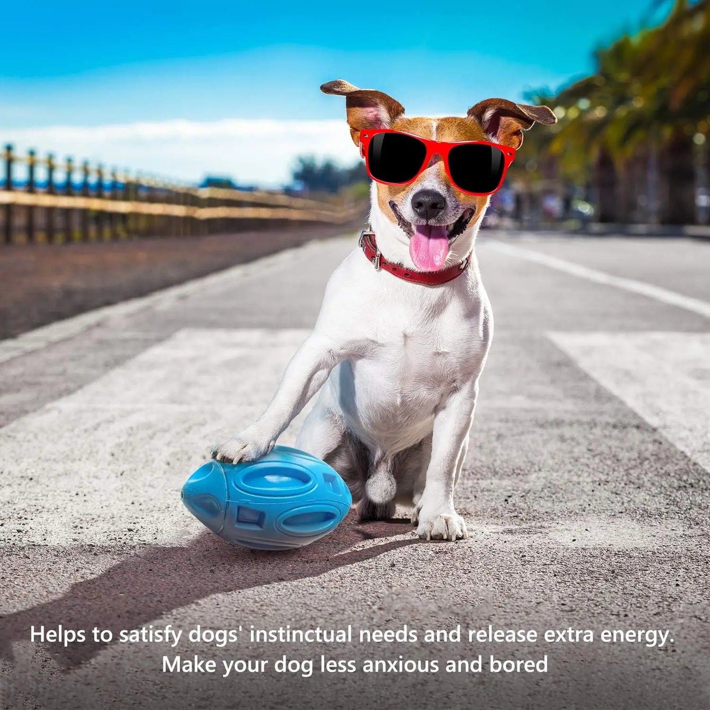 Indestructible Rubber Squeaky Chew Ball for Aggressive Medium/Large Dog Chewers, Durable Pet Toy