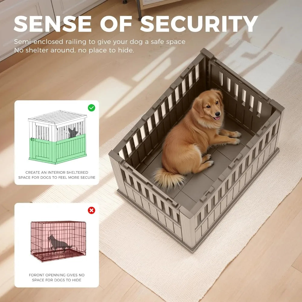 Durable Dog Crate Furniture with Lockable Door,Dog House Indoor for Small Medium Large Dogs (Light Brown, Medium)