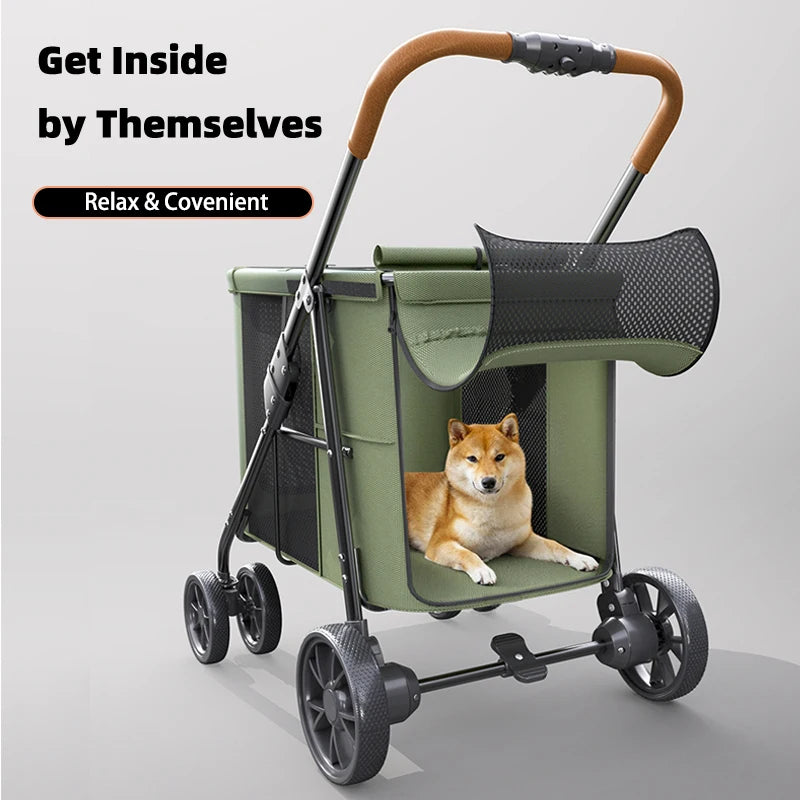 BELLO Large Pet Stroller Camping Cart Large Dog Cart Folding FoldableLarge Space Bearing 30KG for Outdoor Use trolley