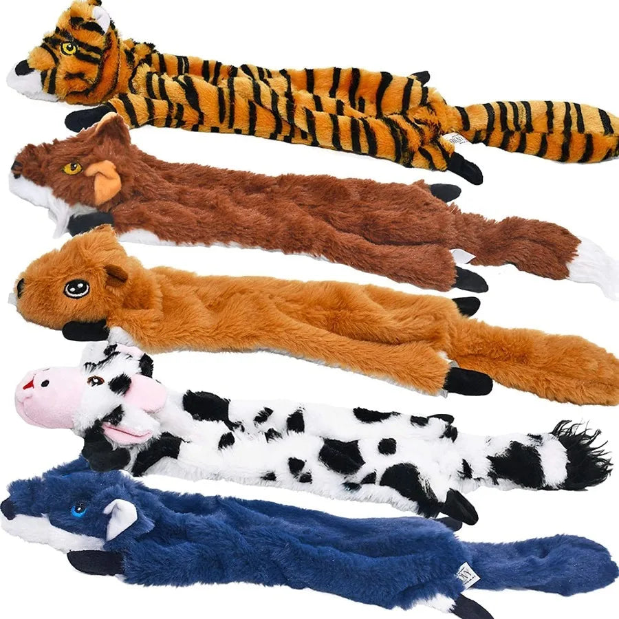 Dog Squeaky Toys 5 Pack Pet Crinkle Toy No Stuffing Animals Plush Dog Chew for Large and Medium De Teething for Boredom