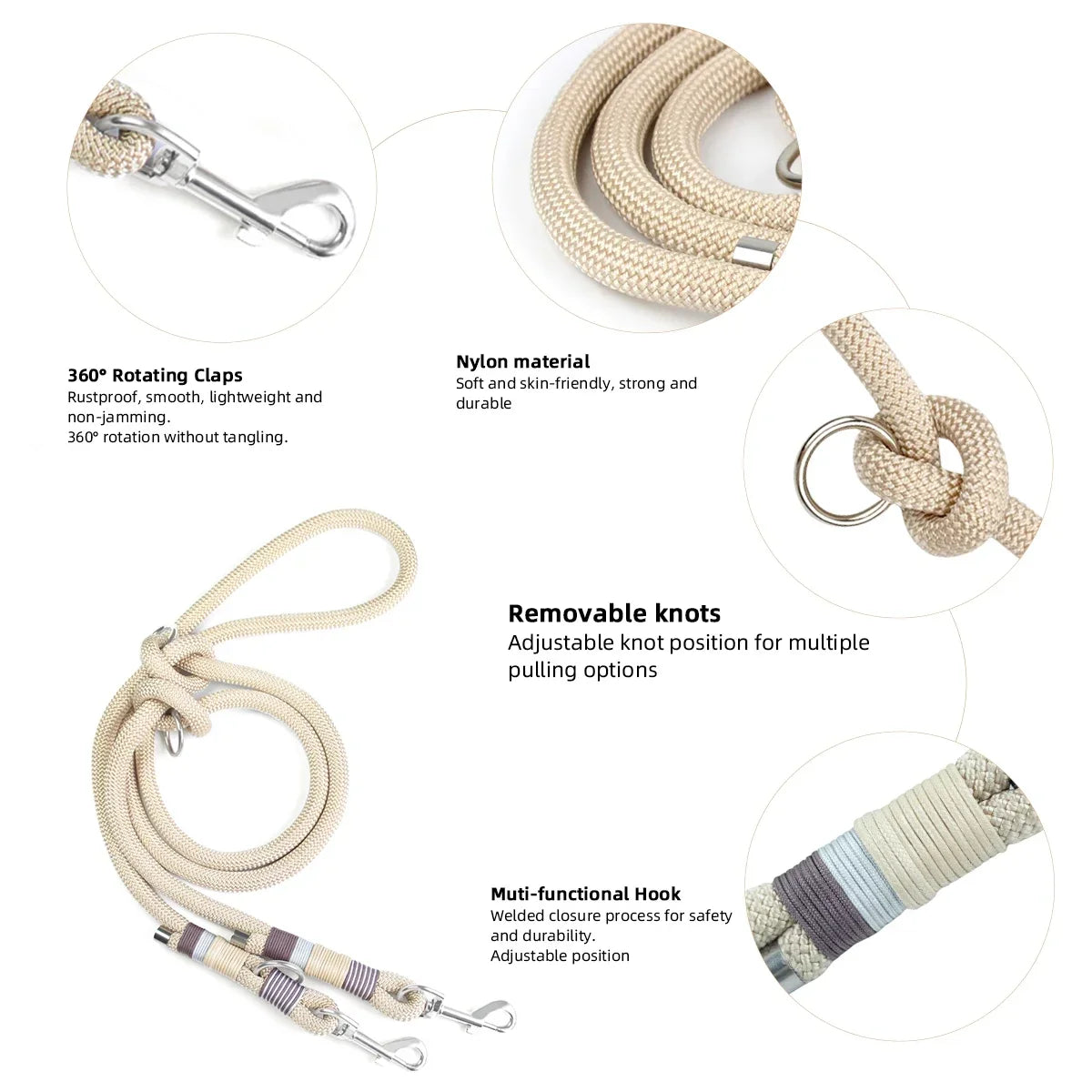 Colorful Double Dog Lead Rope Nylon Weaving Fashion Pet Supplies Waist Atrap and Crossbody Leash Multi-functional Dog Leashes