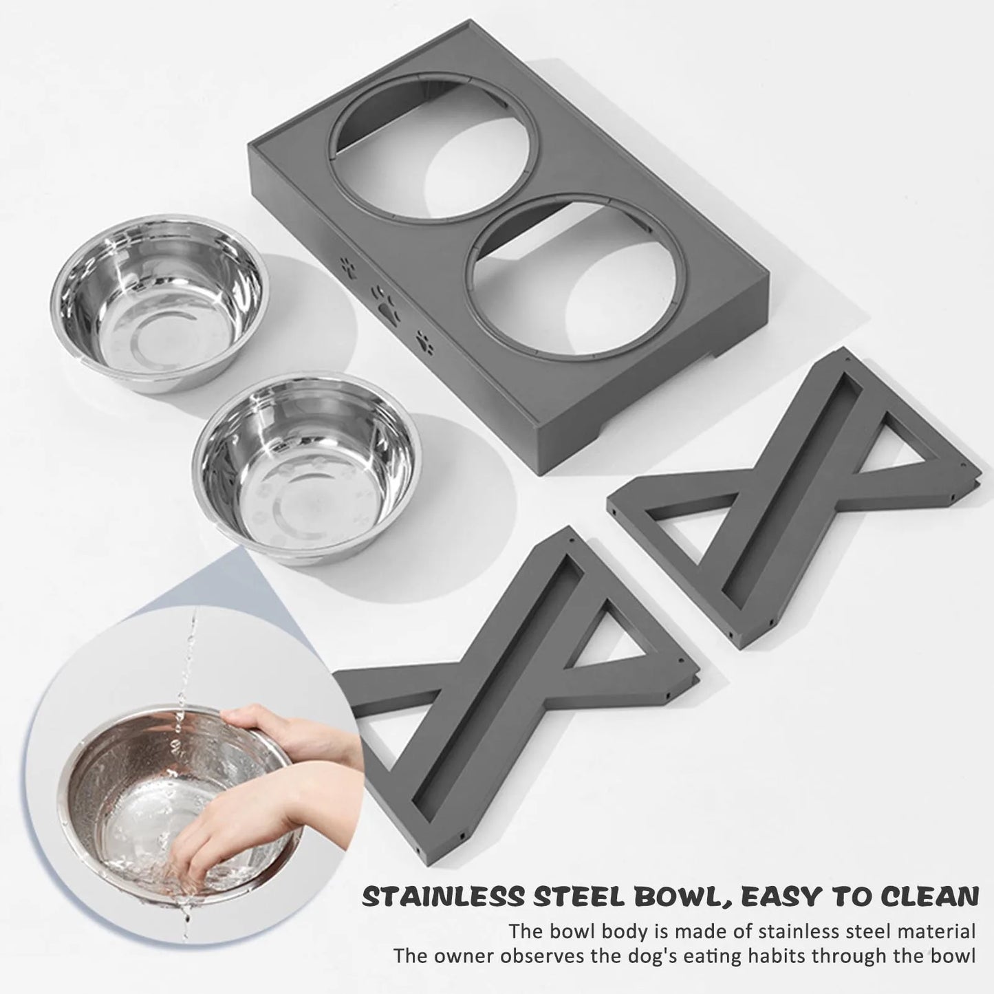 Stainless Steel Elevated Dog Bowl with Food Grade Material Leak-Proof Bowls Suitable for Small Medium & Large Dogs MIAO