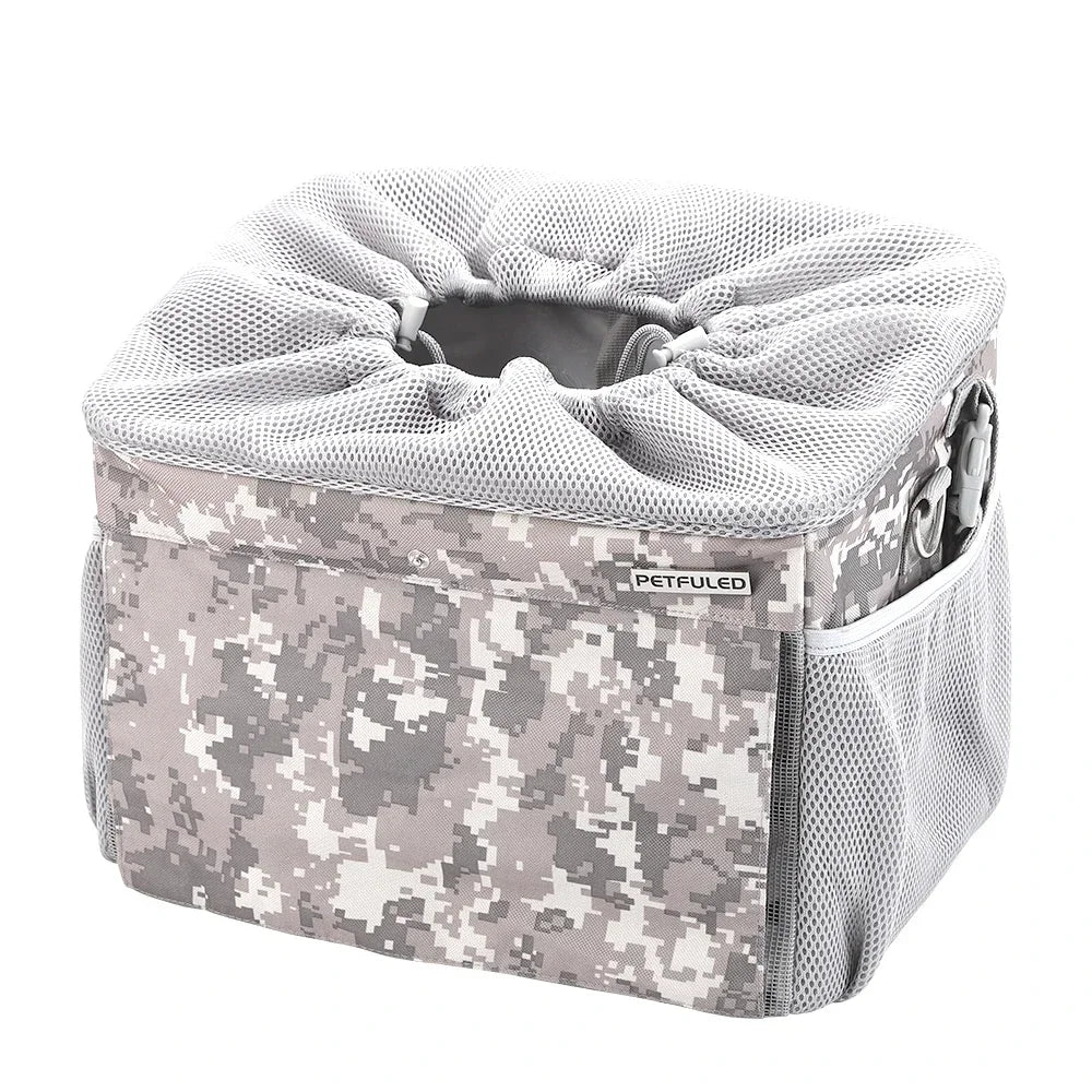 Dog Bike Basket, Expandable Soft Sided Pet Carrier Backpack with 4 Open Doors, Foldable Dog Bike Carrier