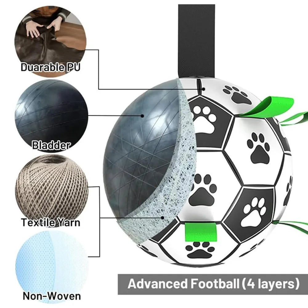 1 Durable Soccer Pet Toy With Straps Dogs To Chew Onused Training, Playing, Teeth Cleaning, Interactive Retrievalsuitable For