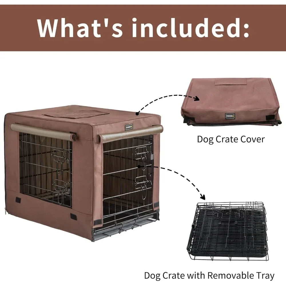 Dog Crates Kit for Small Size Dogs Indoor with Dog Crate Cover, Double Door Dog Kennels & Houses for Puppy and Cats