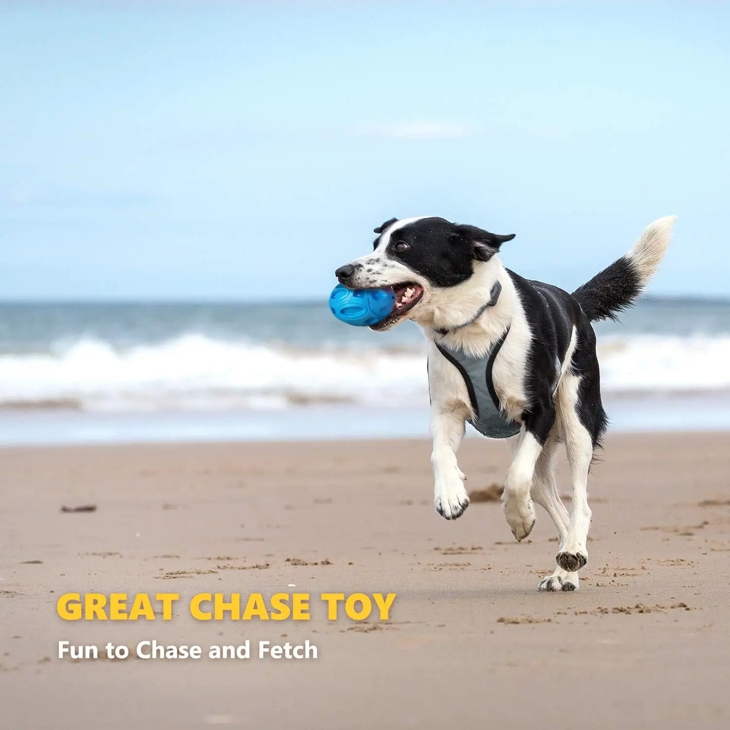 Indestructible Rubber Squeaky Chew Ball for Aggressive Medium/Large Dog Chewers, Durable Pet Toy