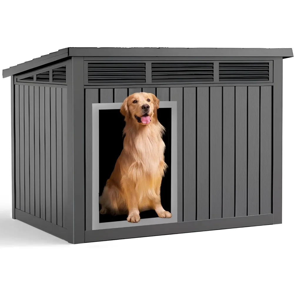 Dog House for Both Indoor and Outdoor with Weatherproof Roof Removable Floors for Medium to Large Dogs Interior Space (Black, L